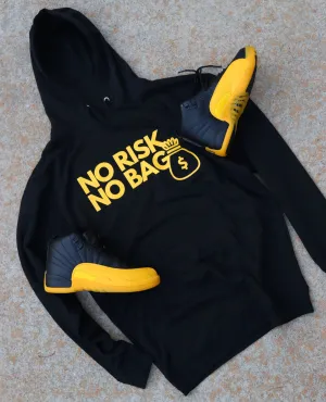 RISKY REWARDS “NO RISK NO BAG” PULLOVER BLACK/GOLD HOODIE