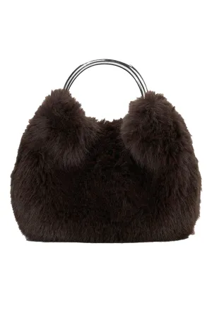Romeo Espresso Faux Fur Top Handle Bag