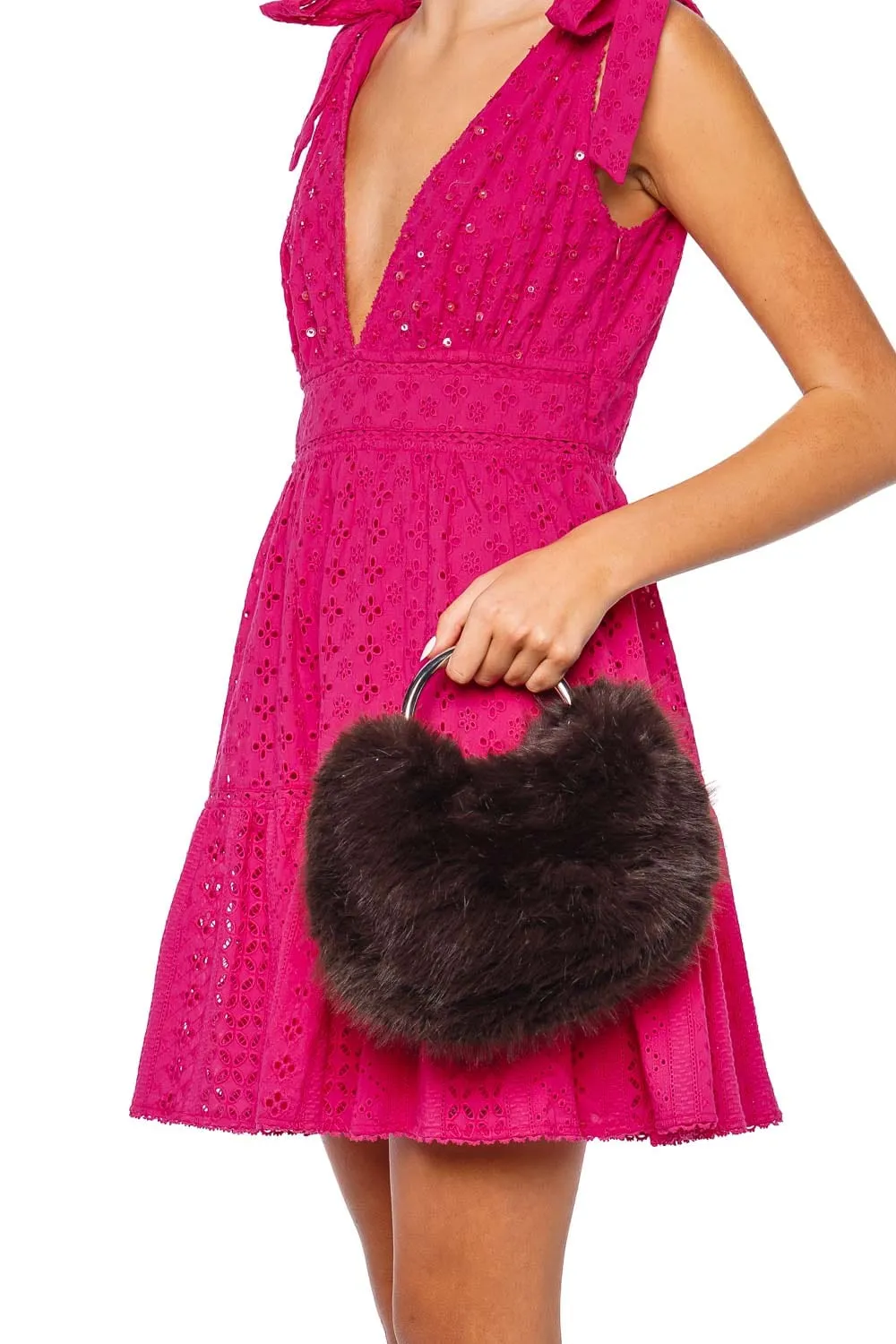 Romeo Espresso Faux Fur Top Handle Bag