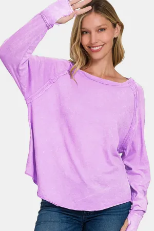Round Neck Thumbhole Long Sleeve T-Shirt