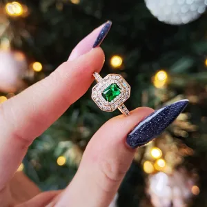 Roxie Surgical Steel Plated 18K Gold Ring Green Lover