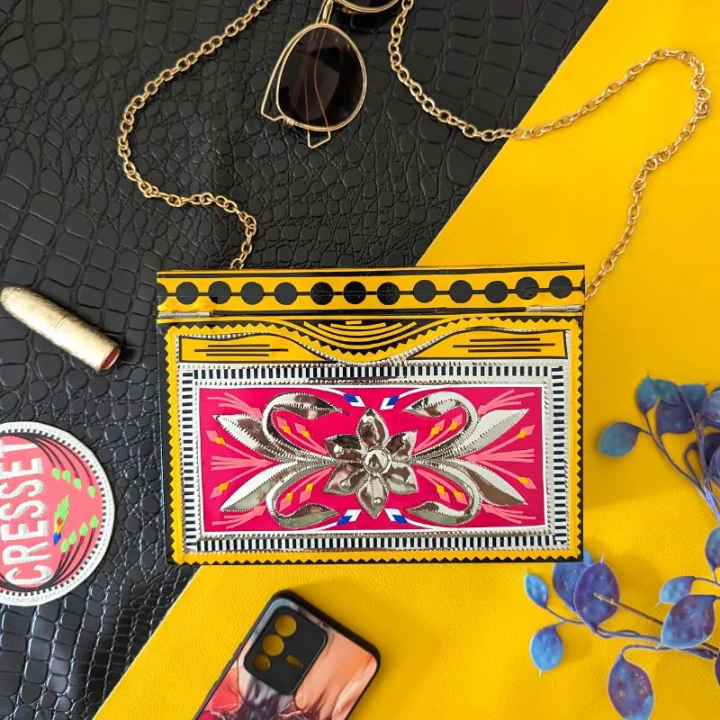 Royal Flower Wooden Clutch
