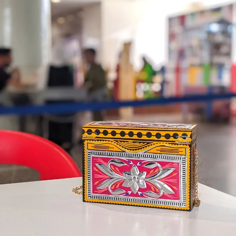 Royal Flower Wooden Clutch