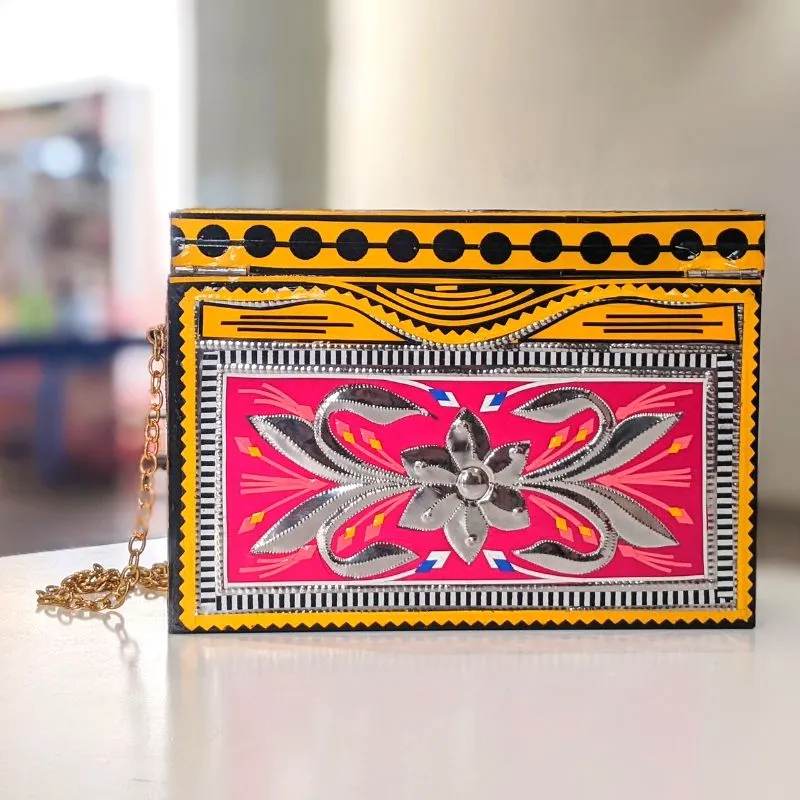 Royal Flower Wooden Clutch