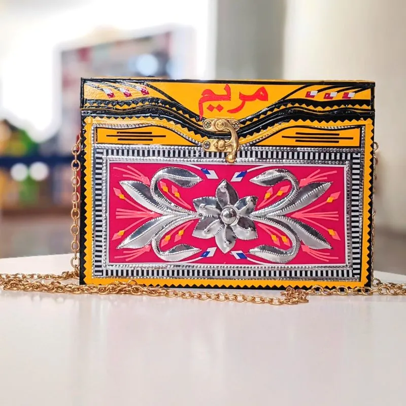 Royal Flower Wooden Clutch