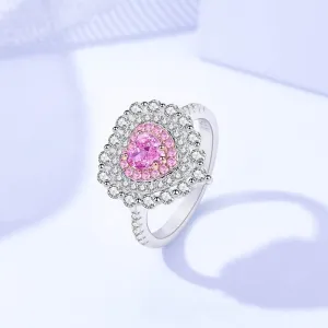S925 Sterling Silver Diamond Heart Ring