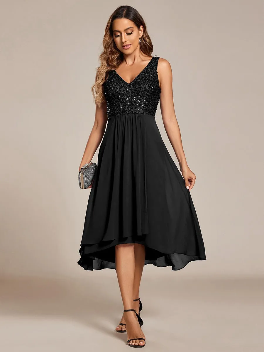 Samanda black sequin chiffon evening dress Express NZ Wide