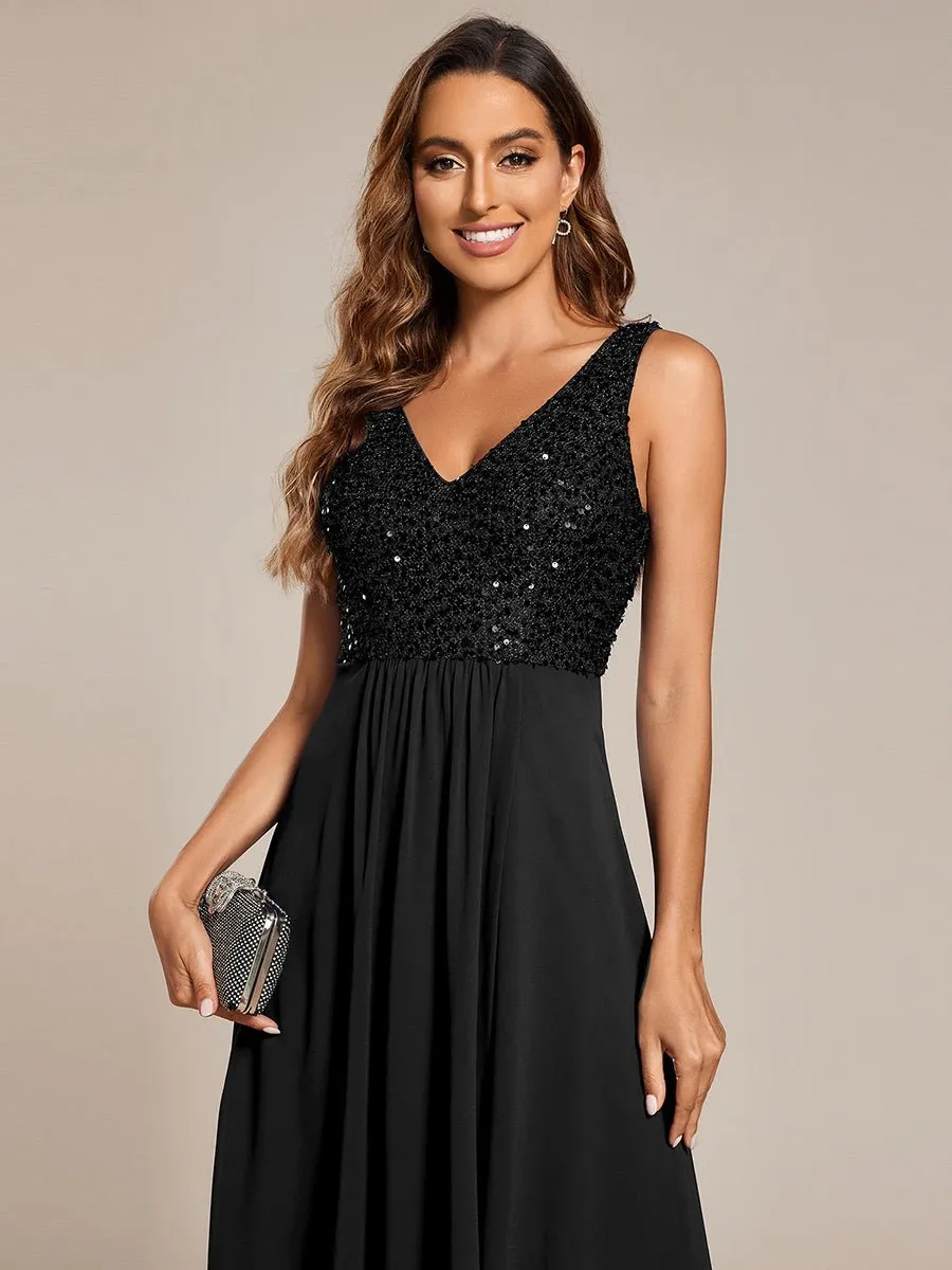 Samanda black sequin chiffon evening dress Express NZ Wide
