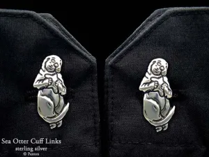 Sea Otter Cuff Links Sterling Silver