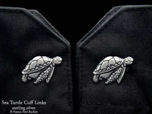 Sea Turtle Cuff Links Sterling Silver