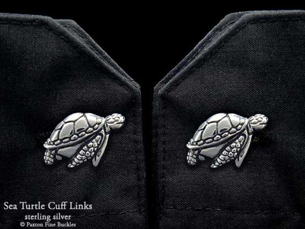Sea Turtle Cuff Links Sterling Silver