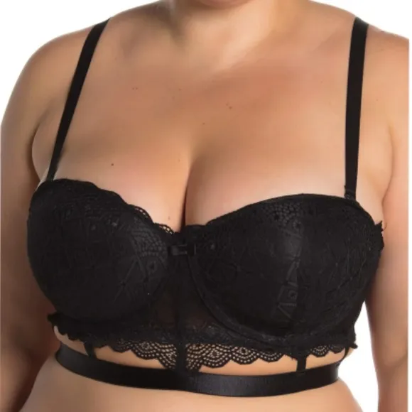SECRET LACE UNDERWIRE CAGE BRA BLACK 44D