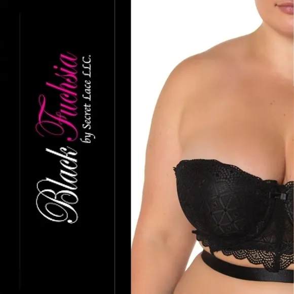SECRET LACE UNDERWIRE CAGE BRA BLACK 44D