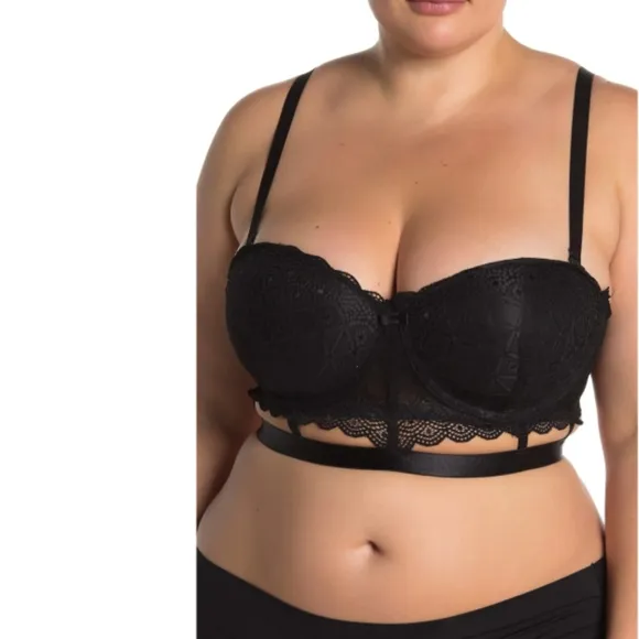 SECRET LACE UNDERWIRE CAGE BRA BLACK 44D