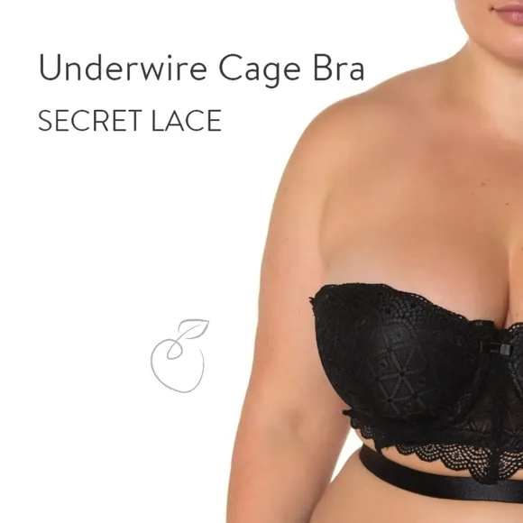 SECRET LACE UNDERWIRE CAGE BRA BLACK 44D