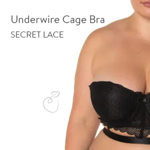 SECRET LACE UNDERWIRE CAGE BRA BLACK 44D