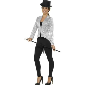 Sequin Tailcoat Jacket, Silver