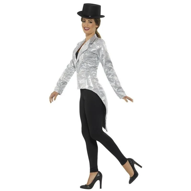 Sequin Tailcoat Jacket, Silver