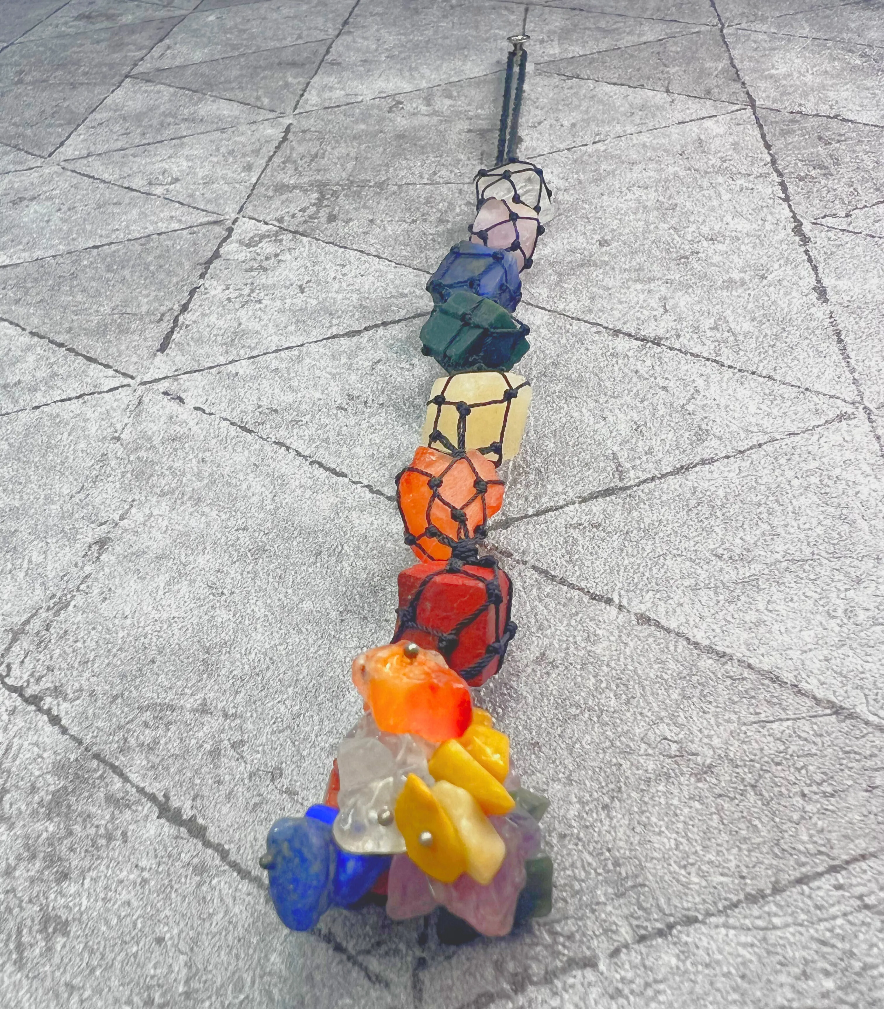 SEVEN CHAKRA TUMBLE STONE HANGING CERTIFIED CRYSTALS KEYCHAIN GIFT