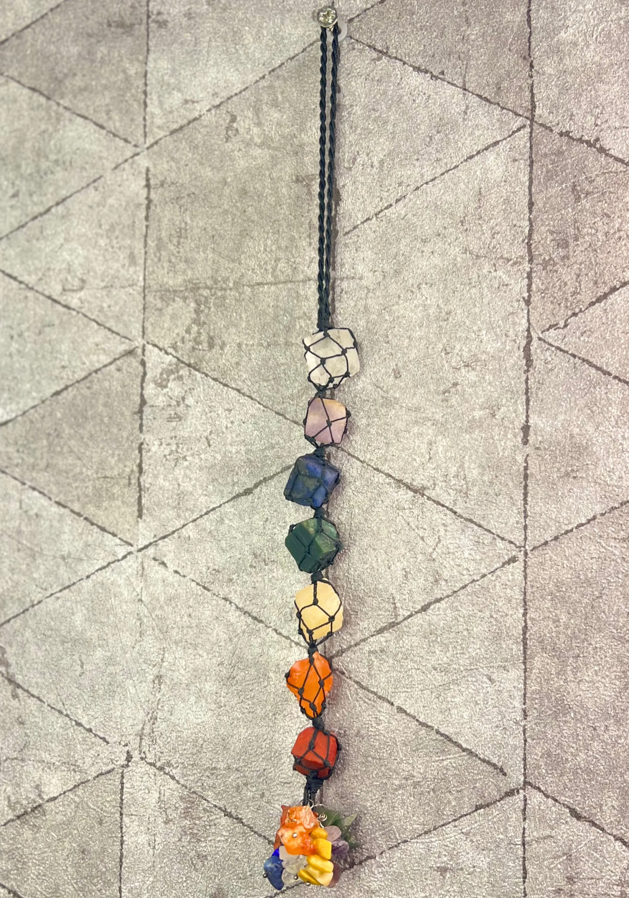 SEVEN CHAKRA TUMBLE STONE HANGING CERTIFIED CRYSTALS KEYCHAIN GIFT