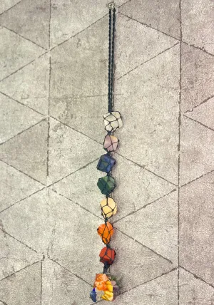 SEVEN CHAKRA TUMBLE STONE HANGING CERTIFIED CRYSTALS KEYCHAIN GIFT