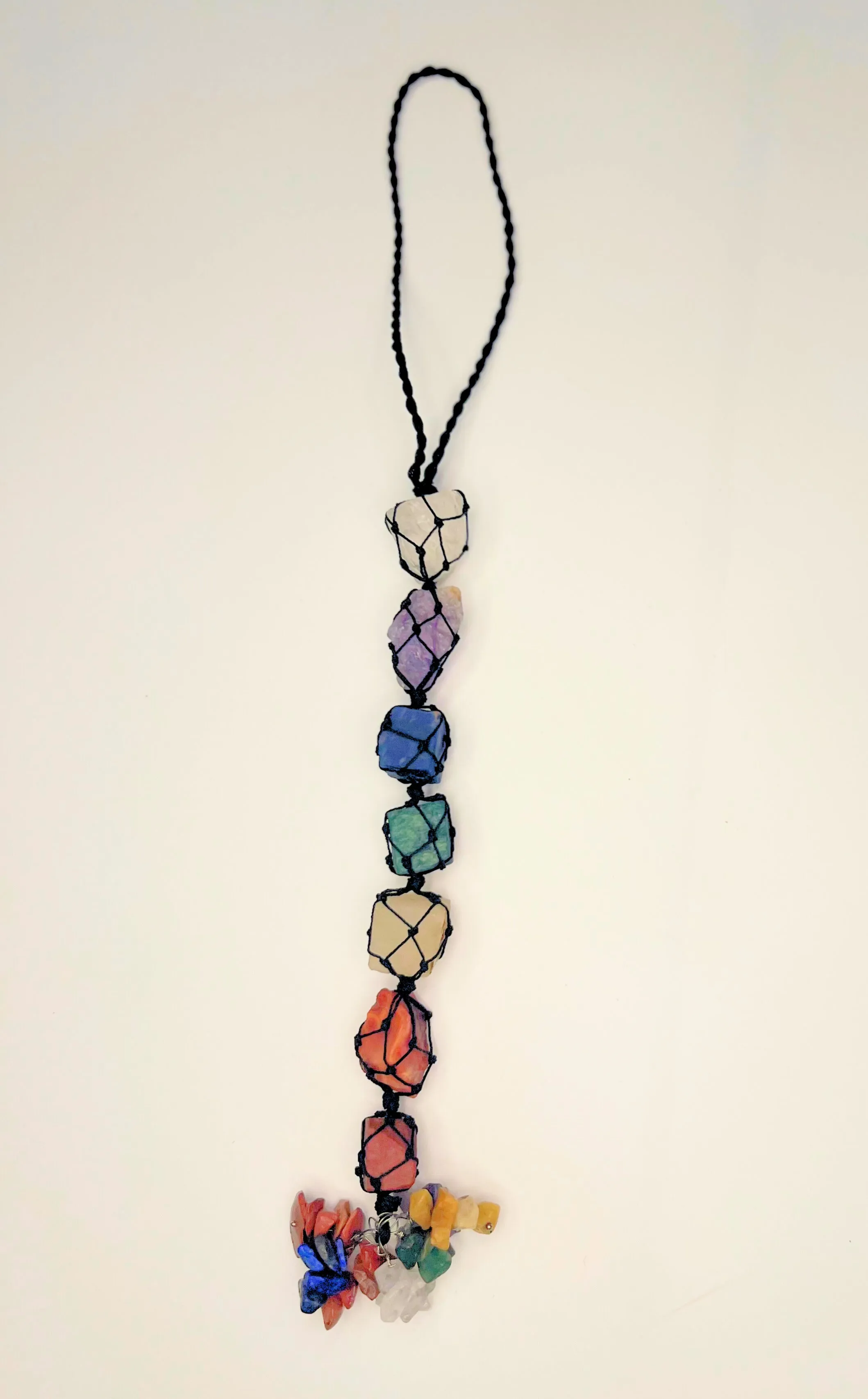SEVEN CHAKRA TUMBLE STONE HANGING CERTIFIED CRYSTALS KEYCHAIN GIFT