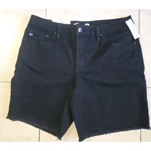 Seven7 Women's 5&quot; Fray Hem‎ Mid Rise  Black Denim Weekend Shorts Size 12