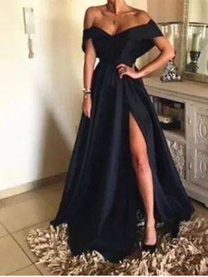 Sexy Black Off-the-Shoulder Long Evening Dress With Split Online