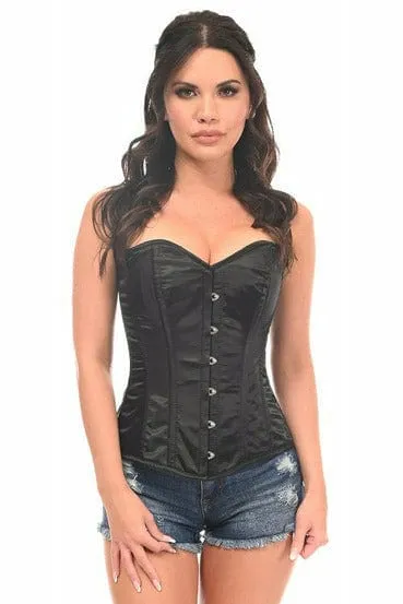 Sexy Black Satin Full Back Sweetheart Corset