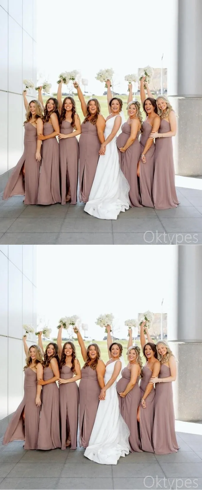 Sexy Brown Women Side Slit Mermaid Bridesmaid Dresses Online, BDS0374