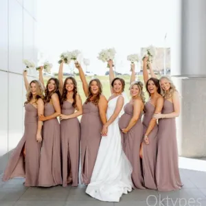 Sexy Brown Women Side Slit Mermaid Bridesmaid Dresses Online, BDS0374