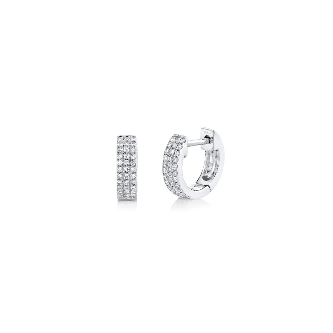 Shy Creation Pave Diamond Huggie Hoops