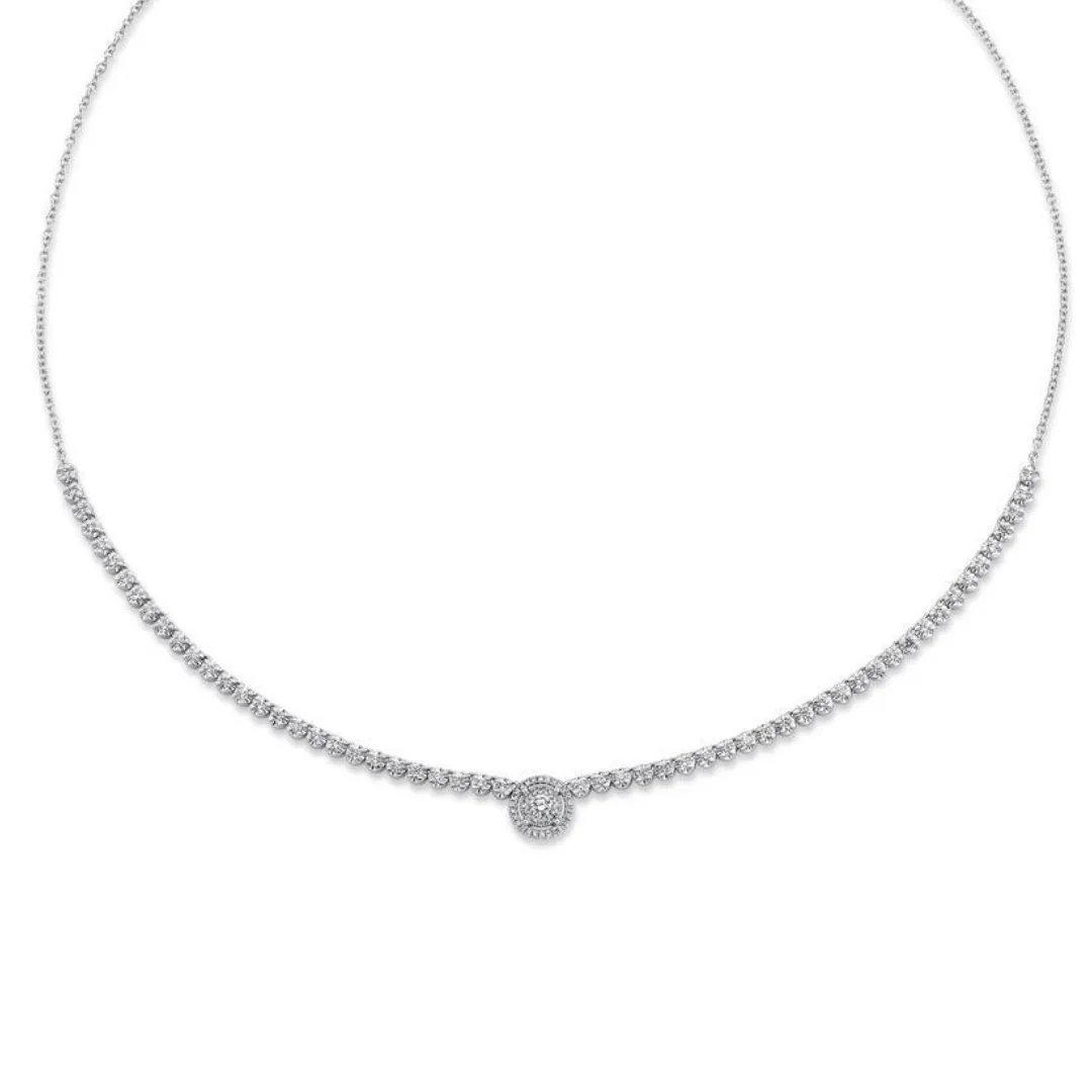 Shy Creation Round Shape Diamond Collar Style Necklace