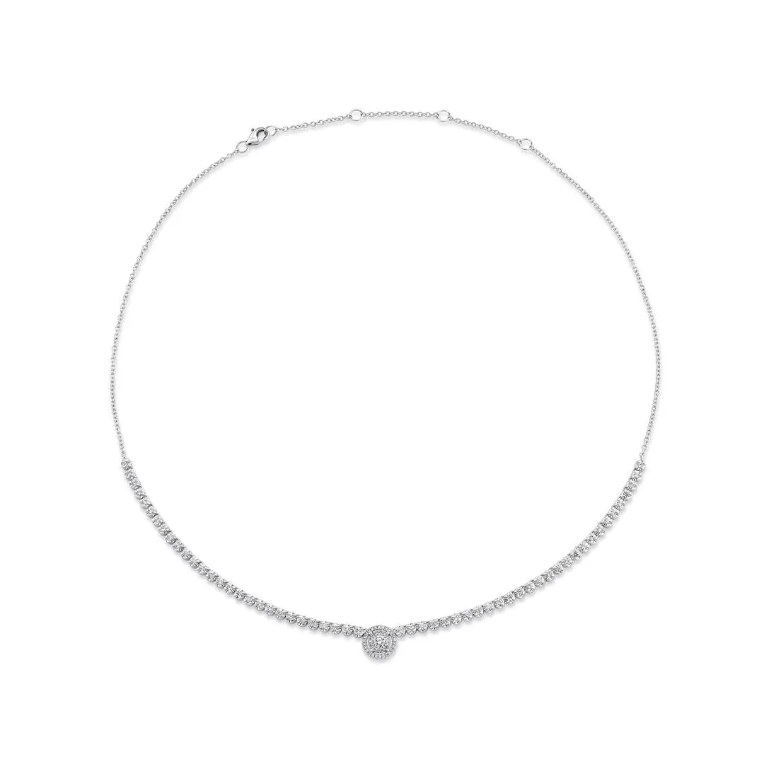 Shy Creation Round Shape Diamond Collar Style Necklace
