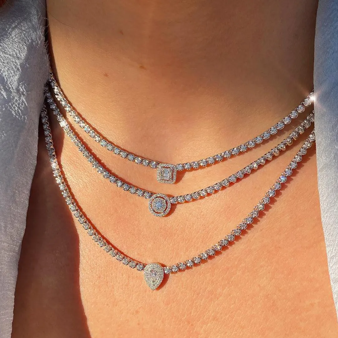 Shy Creation Round Shape Diamond Collar Style Necklace