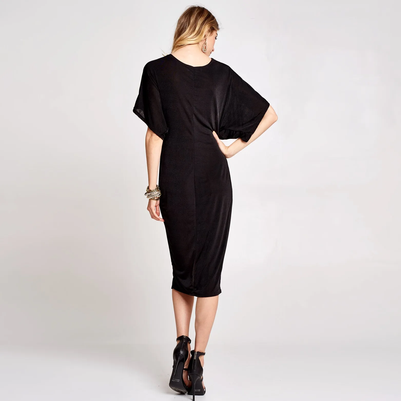 Silky Draped Kimono Dress