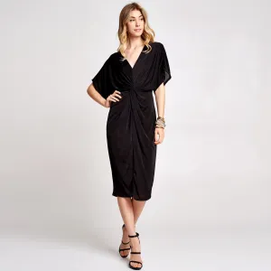 Silky Draped Kimono Dress