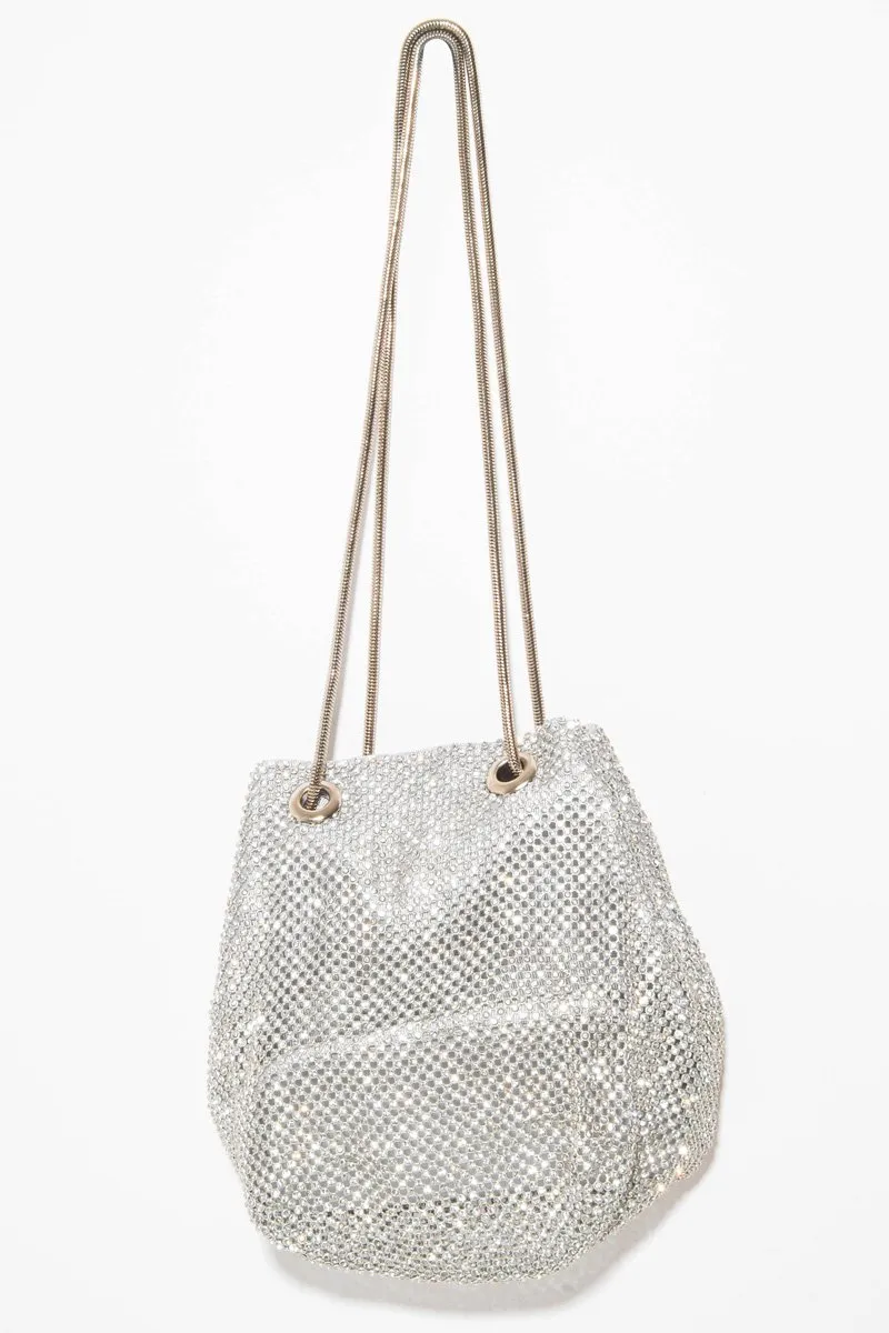 Silver Diamante Embellished Snake Chain Bag - Eliane