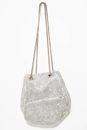 Silver Diamante Embellished Snake Chain Bag - Eliane