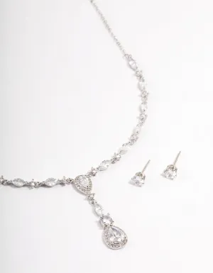 Silver Oval Pear Jewellery Set
