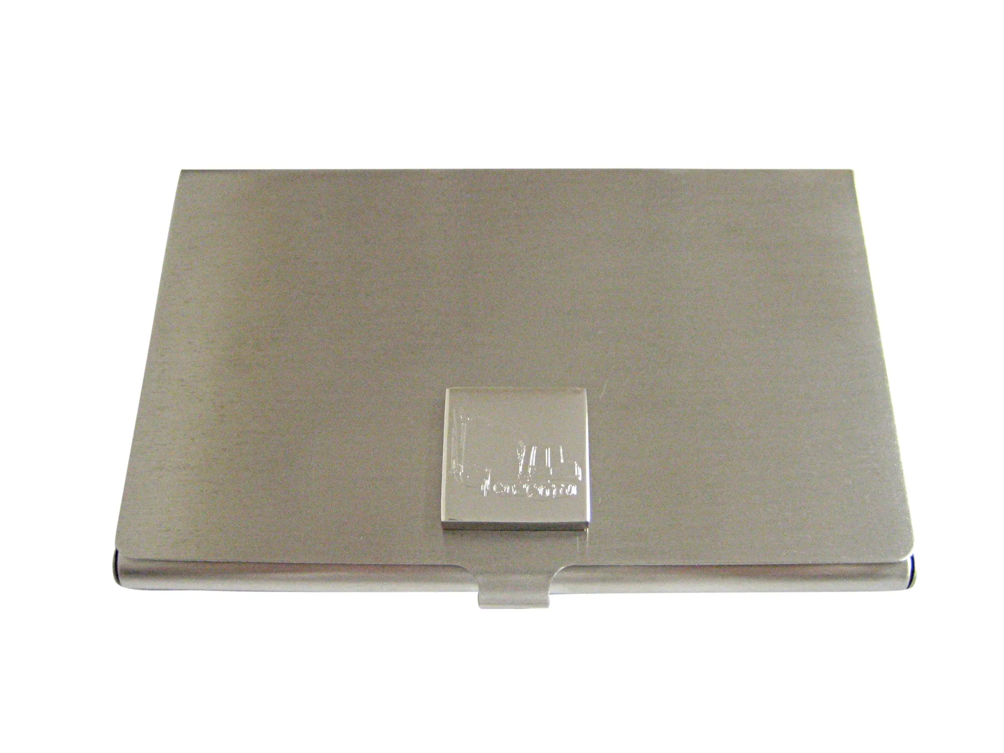 Silver Toned Etched Excavator Business Card Holder