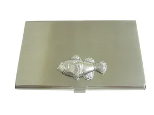 Silver Toned Textured Clownfish Business Card Holder