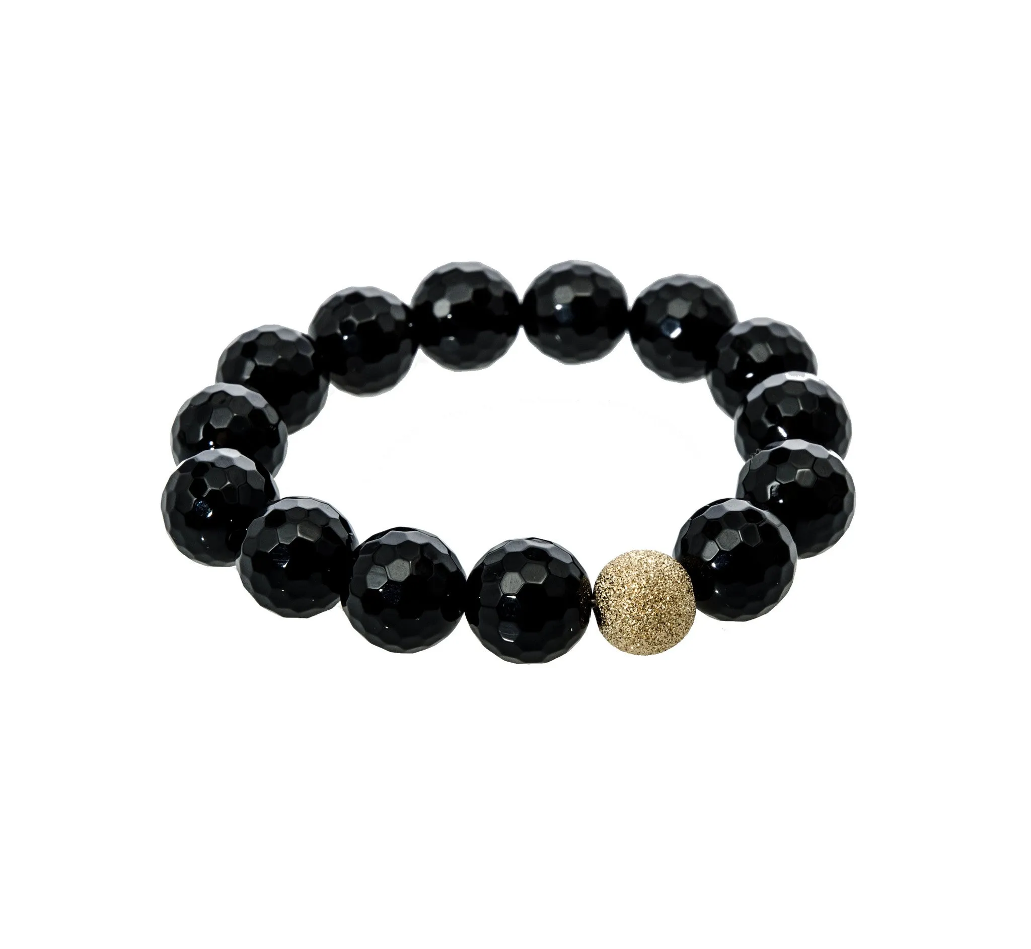 Sisco   Berluti Beaded Bracelet - Faceted Round Beads with Gold Stardust Accent