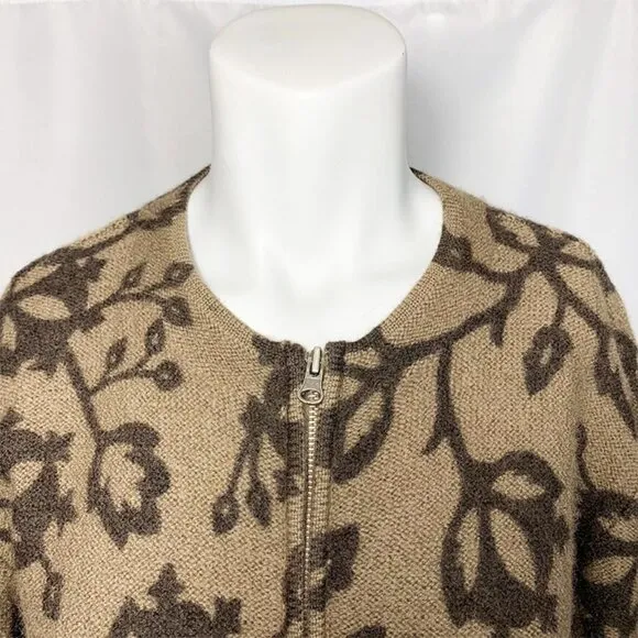SKYR Norwegian wool floral grannycore zip front cardigan