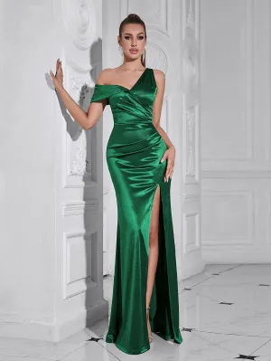 Sleeveless Asymmetrical Neckline Maxi Bodycon Dress HB10127