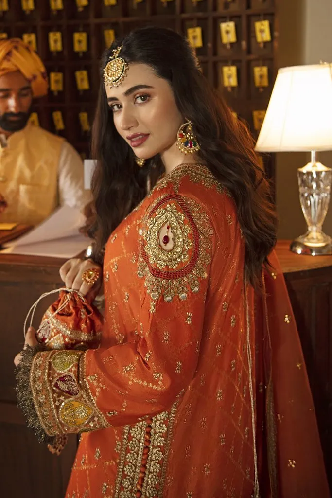 SM-01 | Qalamkar Shadmani Luxury Formals Collection 2021 | Unstitched Embroidered Organza Suits