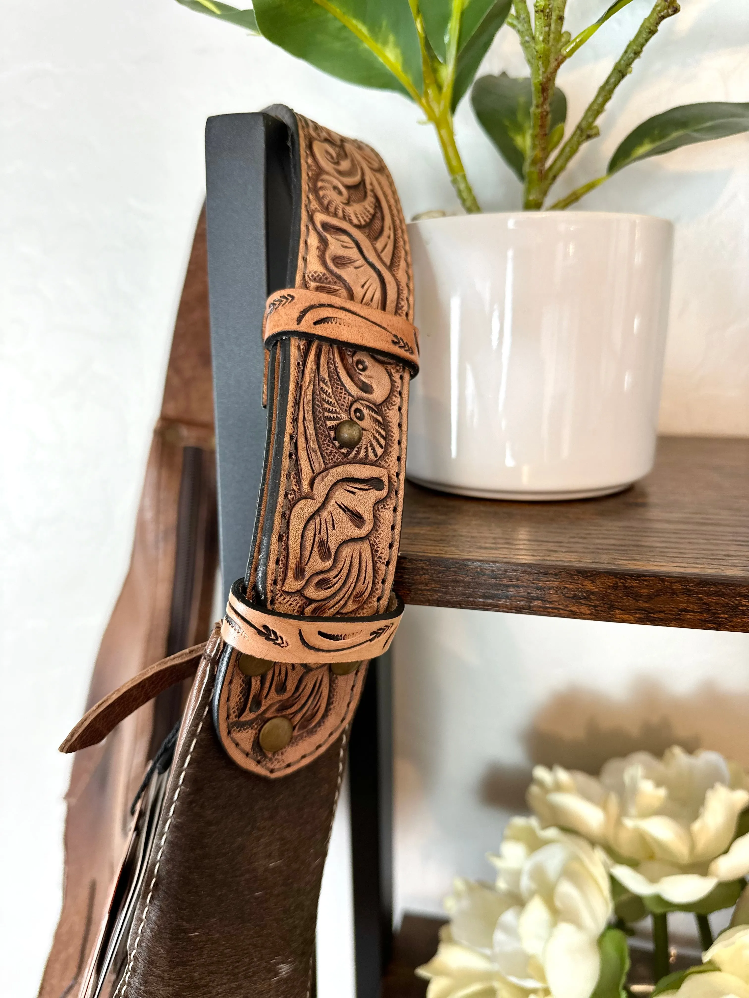Small Cowhide and Leather Hobo Purse