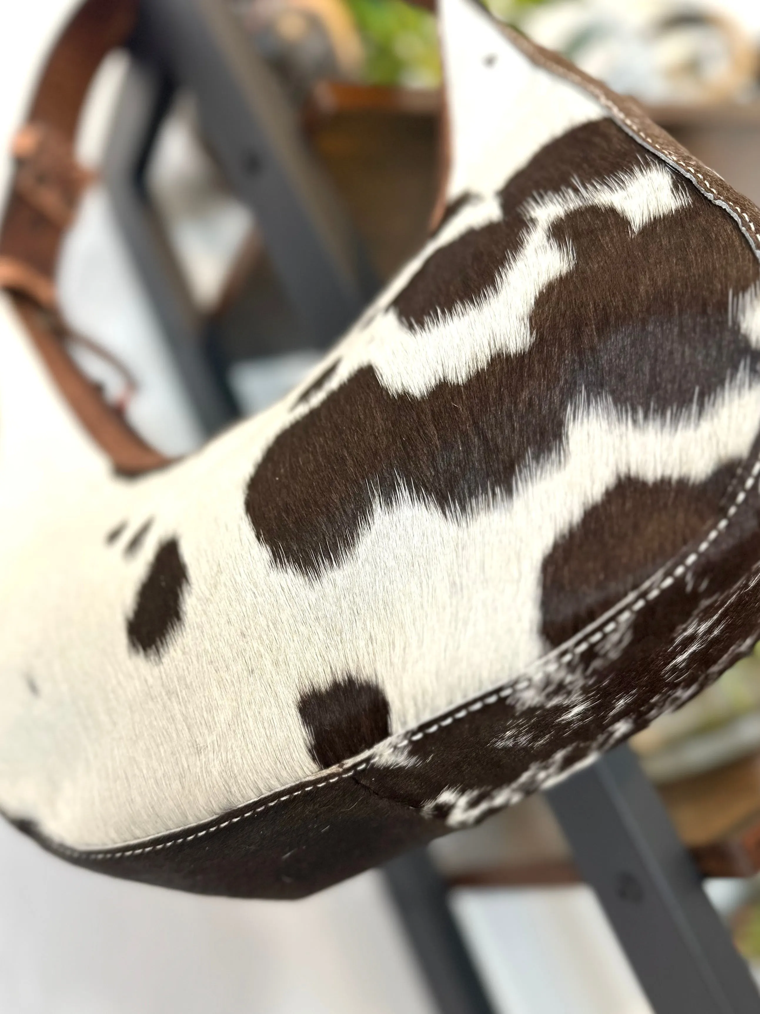 Small Cowhide and Leather Hobo Purse