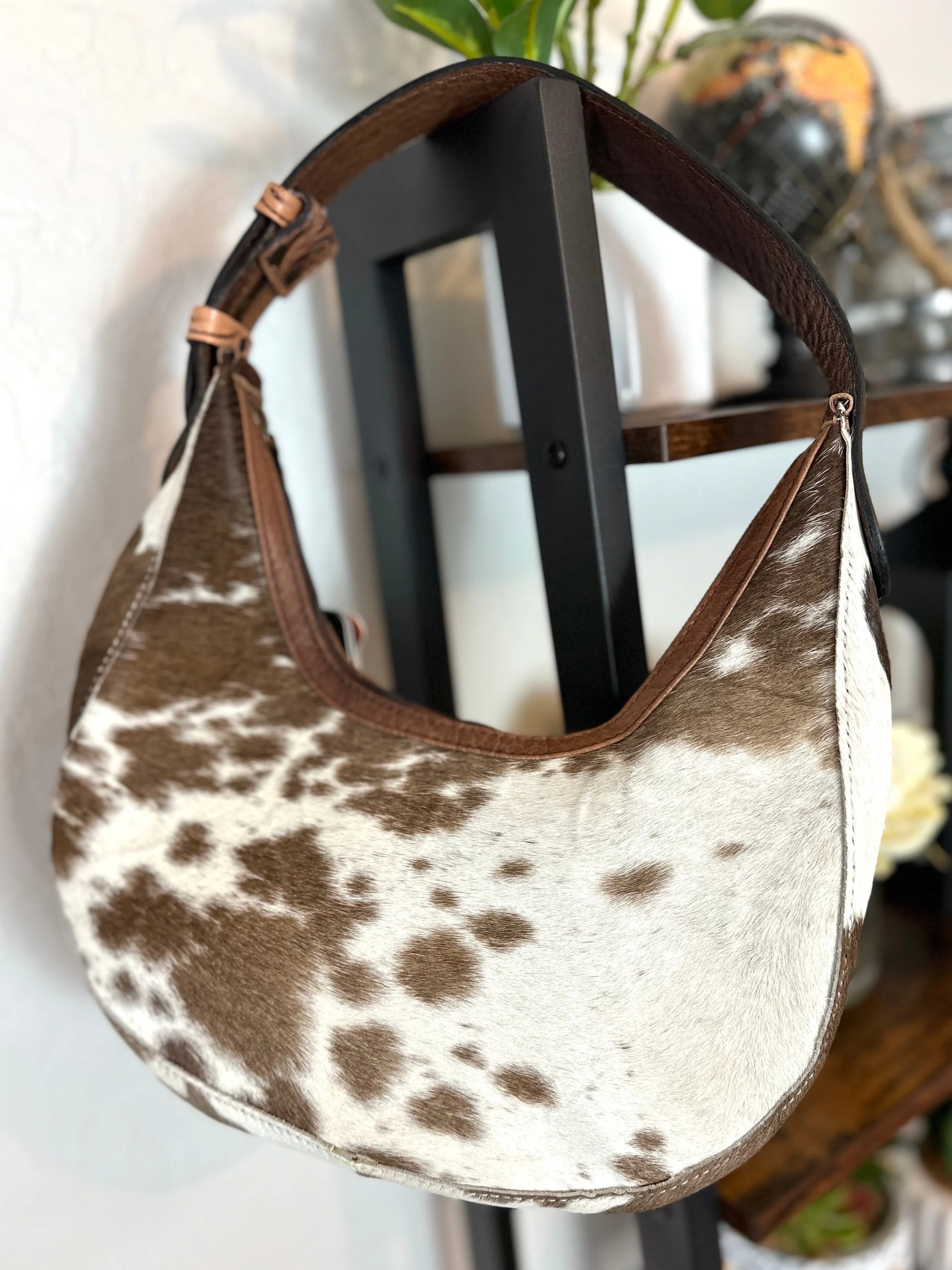 Small Cowhide and Leather Hobo Purse