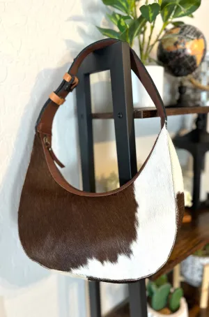 Small Cowhide and Leather Hobo Purse